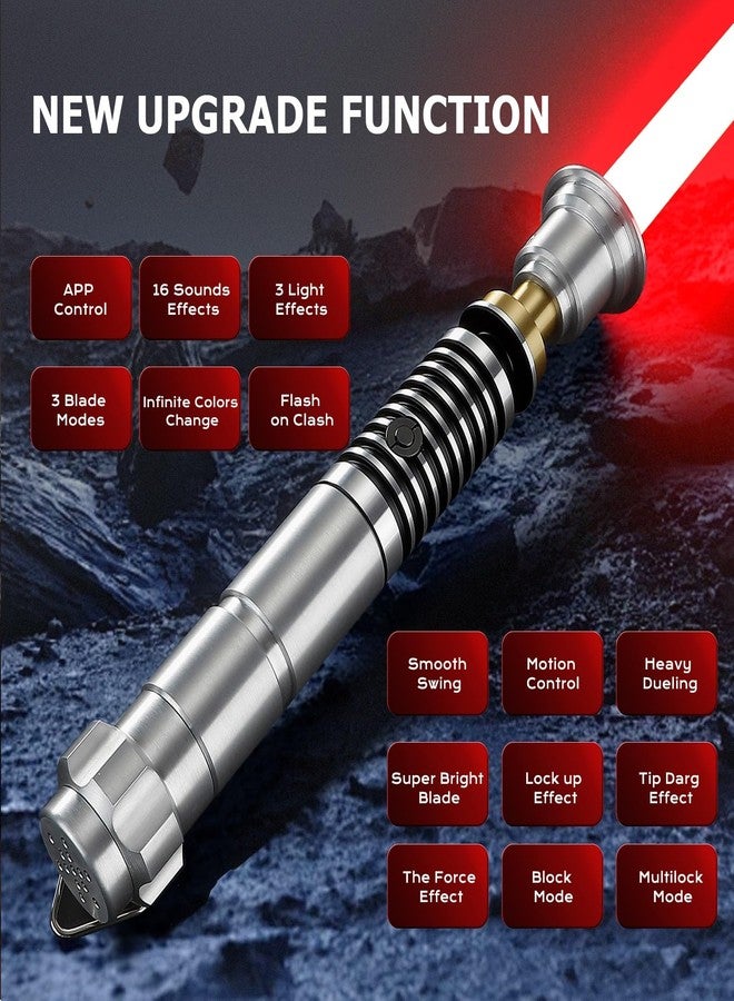 CVCBSER Upgrade App Control LK Dueling Lightsaber, Motion Control 16 Sets Sound Effects 3 Light Effects and 16 Colors Change, Smooth Swing Metal Light Sabers for Adults (RGB-LK) - Image 4